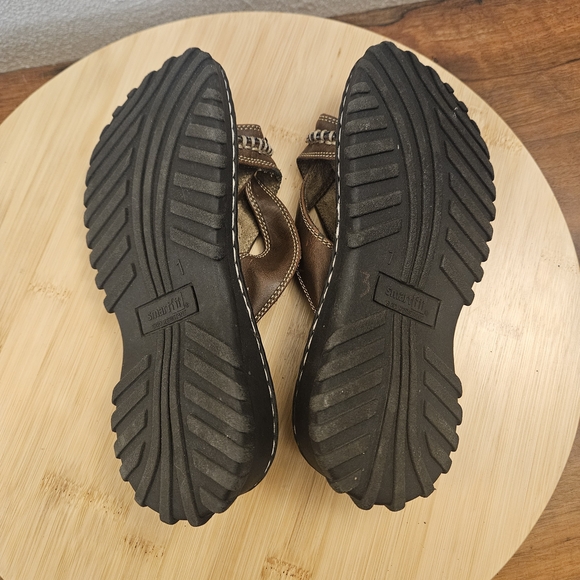 Y2K SmartFit Chunky Brown Leather Sandals Youth Women's Size 1 Butterfly - Picture 10 of 11